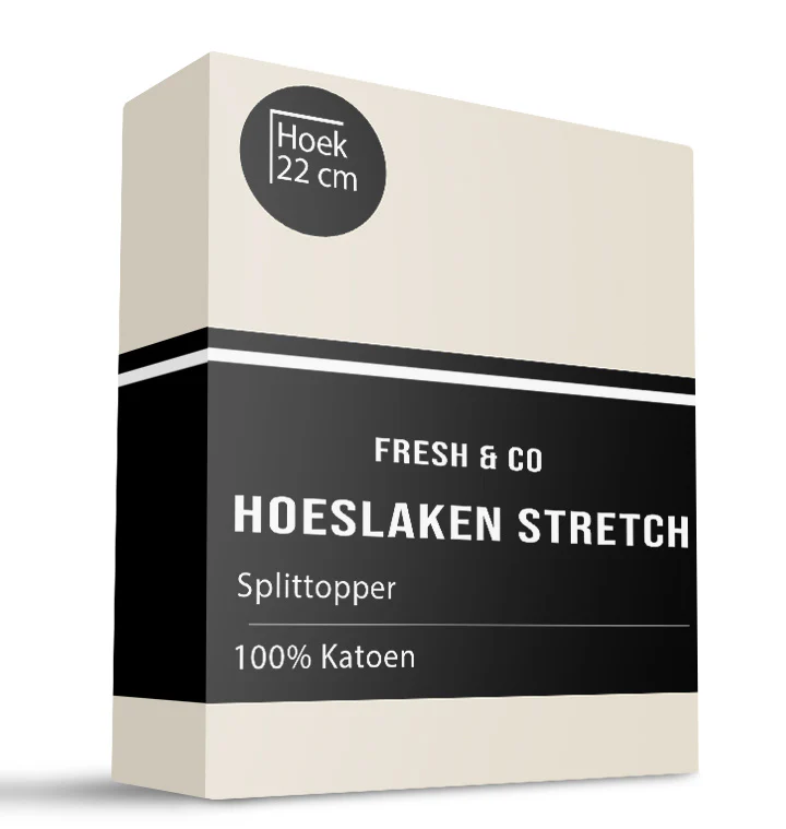 Splittopper Hoeslaken - Katoen Jersey Stretch - Creme
